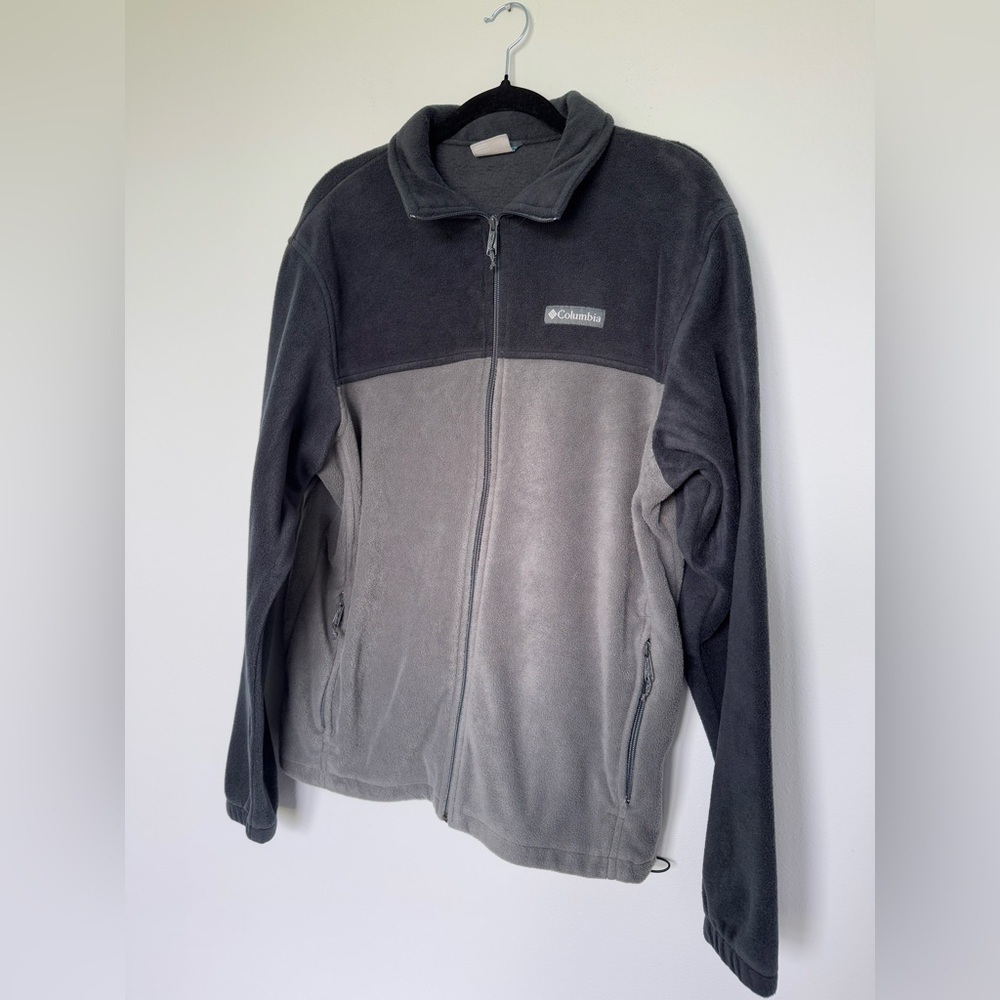 Columbia Sportswear Men's Two-Tone Gray + Black Zip-Up Fleece Jacket Size Large